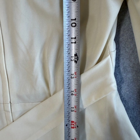 Vintage 70s Cream Embroidered Square Neck Mini Dress Long Sleeve Boho Style 5600 - Picture 15 of 16